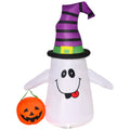 1.2m Witch Ghost Halloween Inflatable Decoration with LED Lights and Fan - White Purple Orange