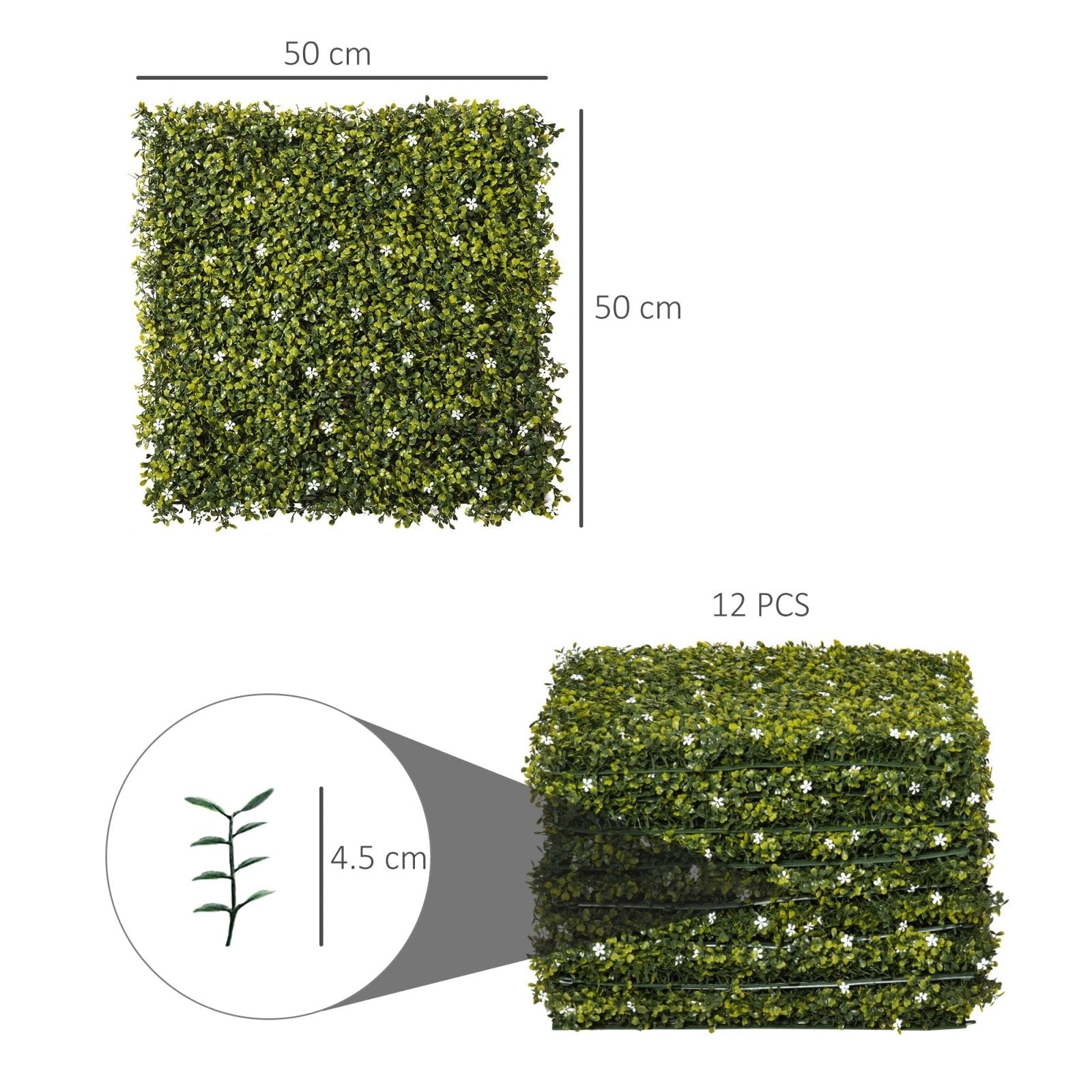 12PCS Artificial Boxwood Wall Panels 50cm x 50cm Grass Privacy Fence Screen Faux Hedge Greenery Backdrop Encrypted Milan Grass - Bedzy UK modern and affordable home furniture England