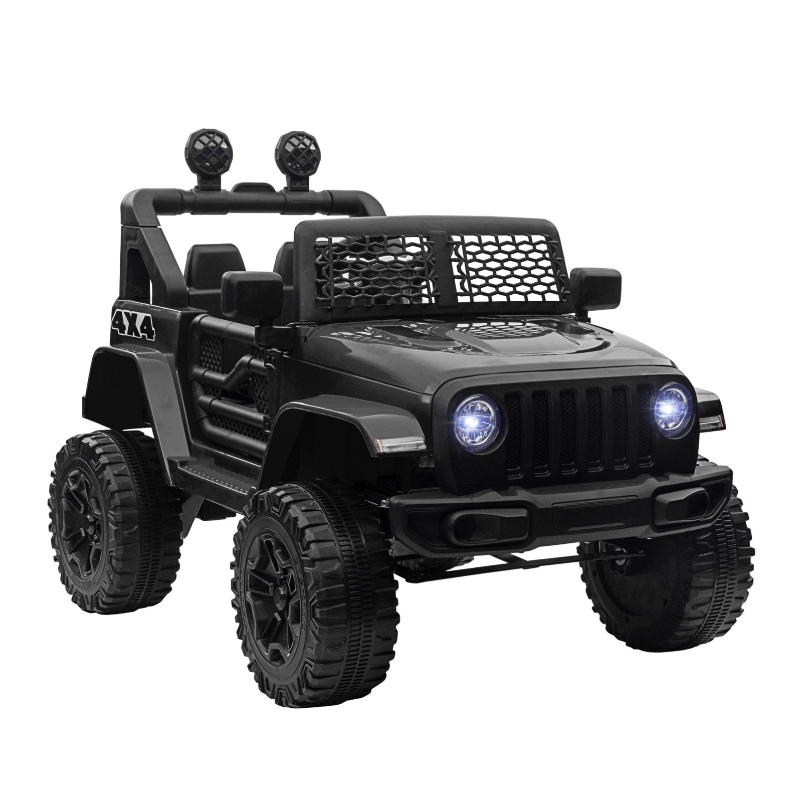 12V Battery - powered 2 Motors Kids Electric Ride On Car Truck Off - road Toy with Parental Remote Control Horn Lights for 3 - 6 Years Old Black - Bedzy UK modern and affordable home furniture England