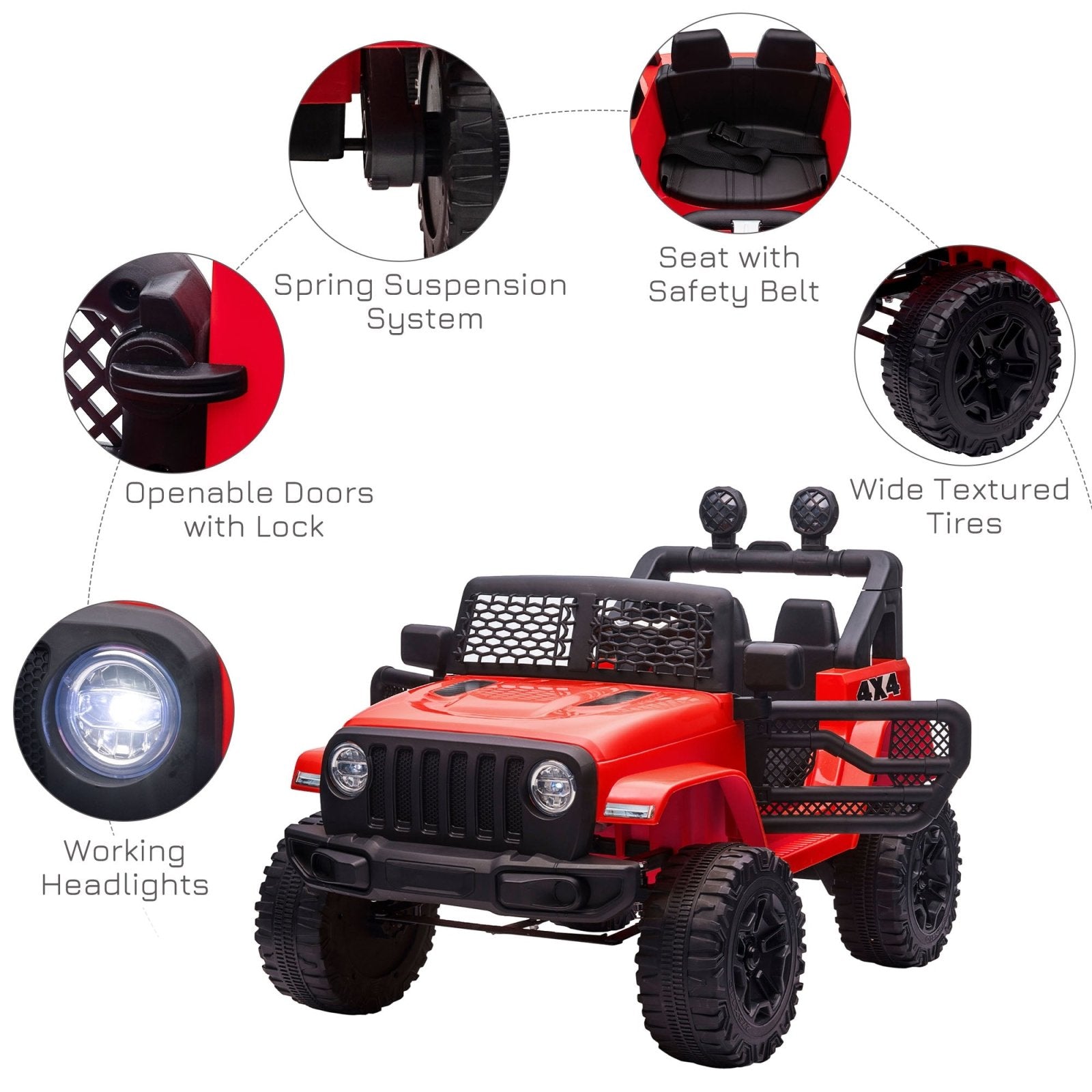 12V Battery - powered 2 Motors Kids Electric Ride On Car Truck Off - road Toy with Parental Remote Control Horn Lights for 3 - 6 Years Old Red - Bedzy UK modern and affordable home furniture England