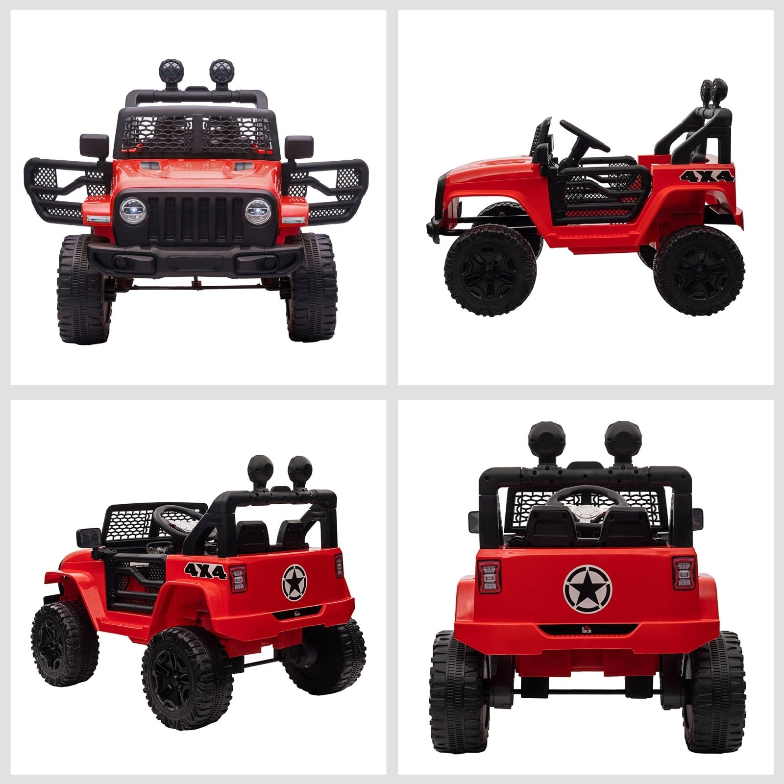 12V Battery - powered 2 Motors Kids Electric Ride On Car Truck Off - road Toy with Parental Remote Control Horn Lights for 3 - 6 Years Old Red - Bedzy UK modern and affordable home furniture England