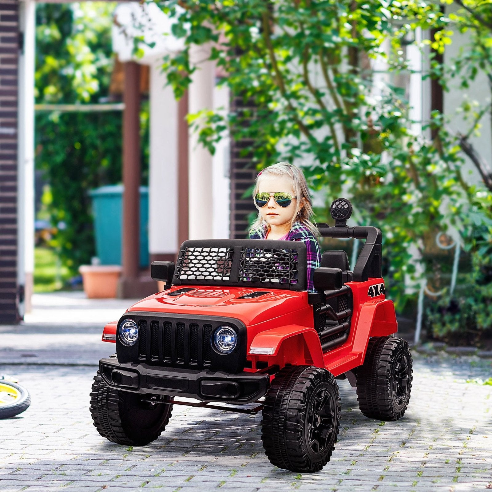 12V Battery - powered 2 Motors Kids Electric Ride On Car Truck Off - road Toy with Parental Remote Control Horn Lights for 3 - 6 Years Old Red - Bedzy UK modern and affordable home furniture England