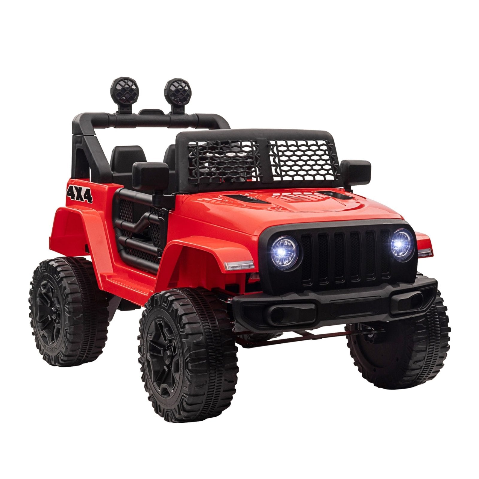 12V Battery - powered 2 Motors Kids Electric Ride On Car Truck Off - road Toy with Parental Remote Control Horn Lights for 3 - 6 Years Old Red - Bedzy UK modern and affordable home furniture England