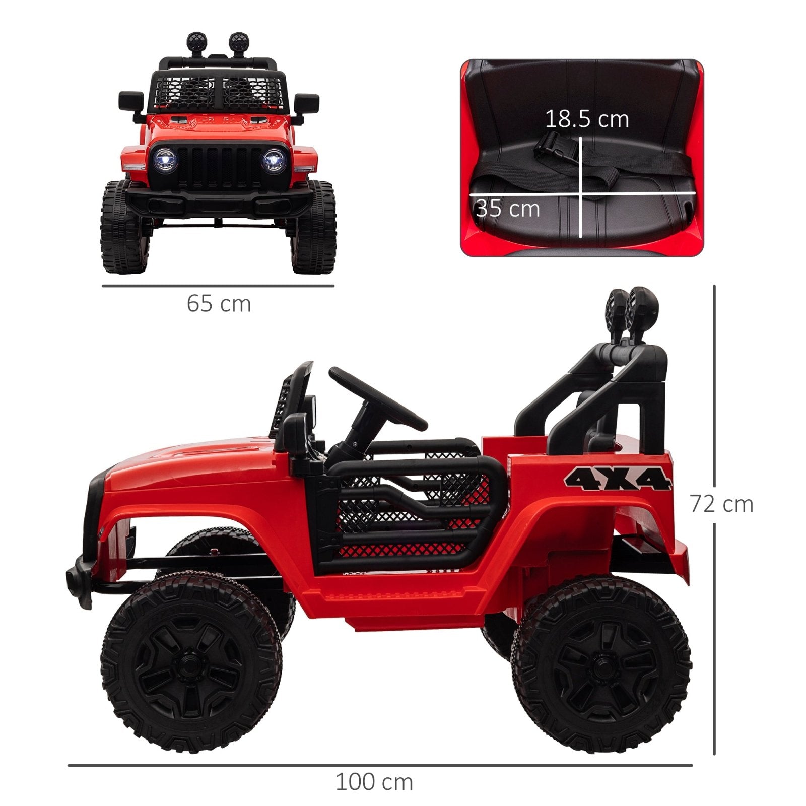 12V Battery - powered 2 Motors Kids Electric Ride On Car Truck Off - road Toy with Parental Remote Control Horn Lights for 3 - 6 Years Old Red - Bedzy UK modern and affordable home furniture England