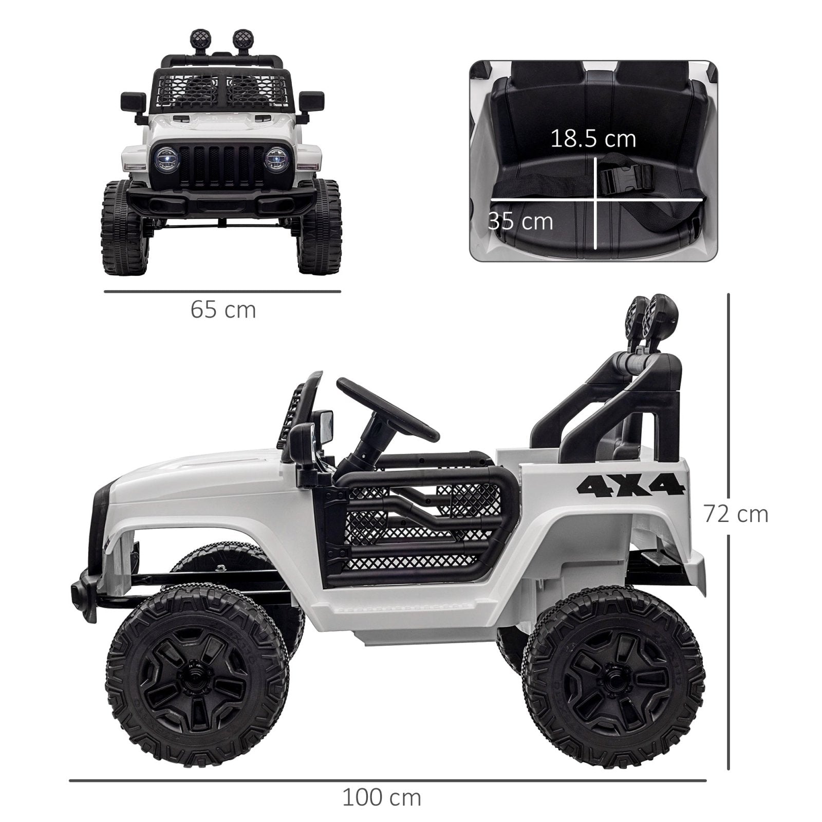 12V Battery - powered 2 Motors Kids Electric Ride On Car Truck Off - road Toy with Parental Remote Control Horn Lights for 3 - 6 Years Old White - Bedzy UK modern and affordable home furniture England