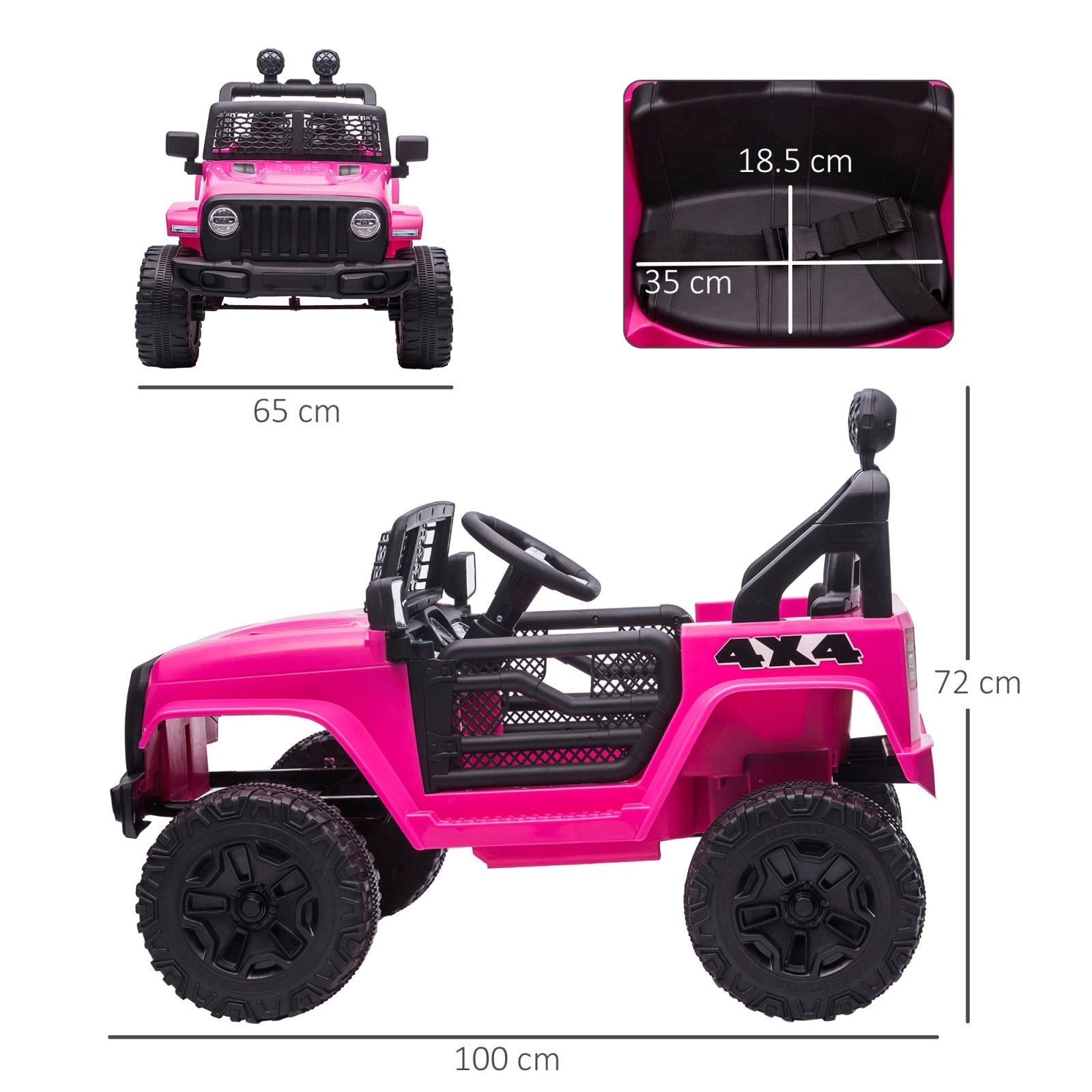 12V Battery - powered 2 Motors Kids Electric Ride On Car Truck Off - road Toy with Parental Remote Control Horn Lights Suspension Wheels Pink - Bedzy UK modern and affordable home furniture England