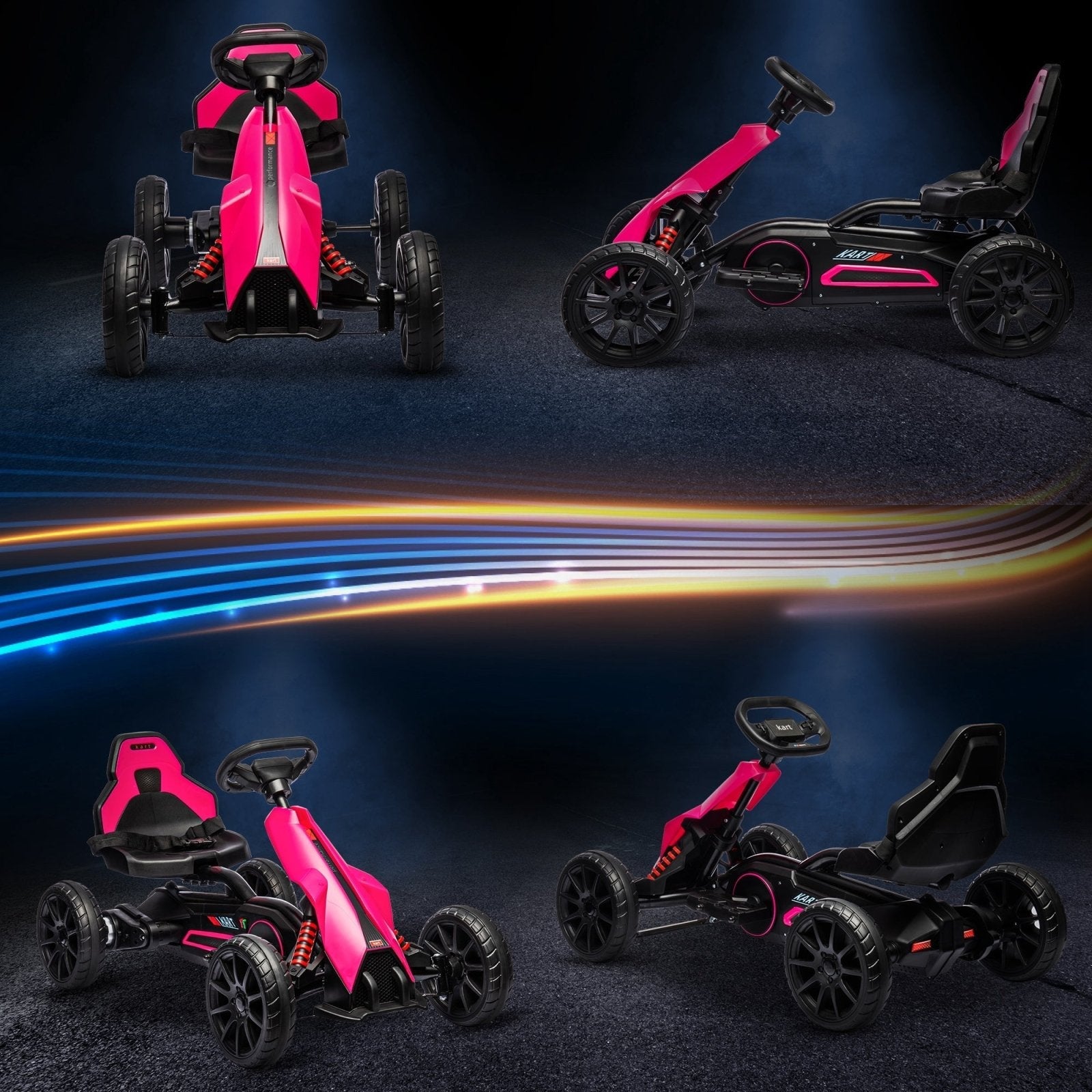 12V Electric Go Kart for Kids, Ride - On Racing Go Kart w/ Forward Reversing, Rechargeable Battery, 2 Speeds, for Kids Aged 3 - 8, Pink - Bedzy UK modern and affordable home furniture England