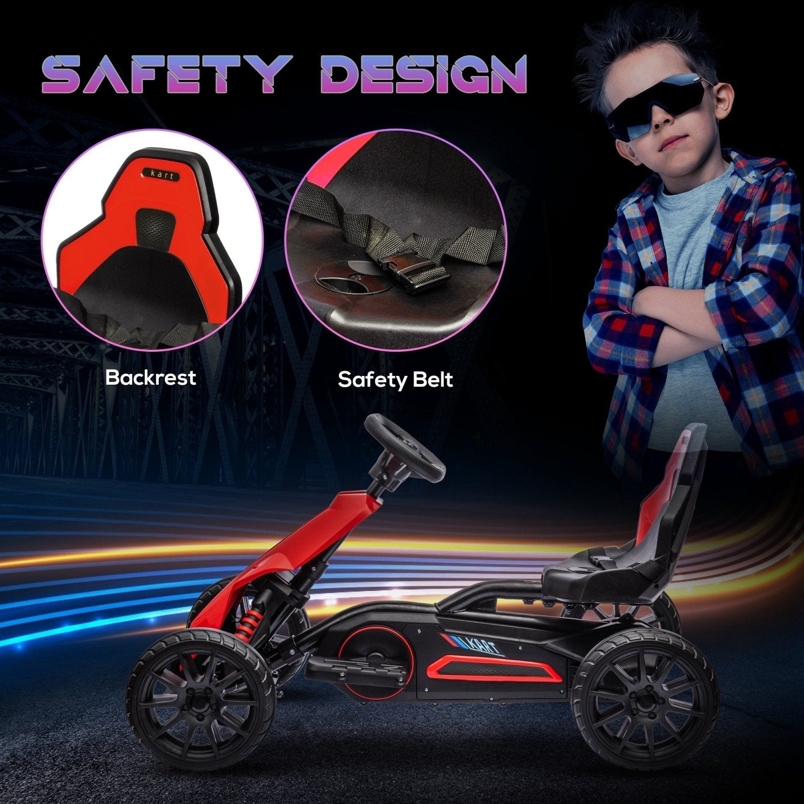 12V Electric Go Kart for Kids, Ride - On Racing Go Kart w/ Forward Reversing, Rechargeable Battery, 2 Speeds, for Kids Aged 3 - 8, Red - Bedzy UK modern and affordable home furniture England