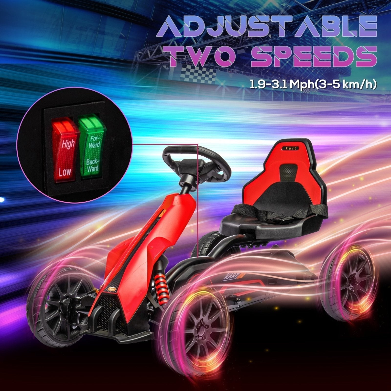 12V Electric Go Kart for Kids, Ride - On Racing Go Kart w/ Forward Reversing, Rechargeable Battery, 2 Speeds, for Kids Aged 3 - 8, Red - Bedzy UK modern and affordable home furniture England