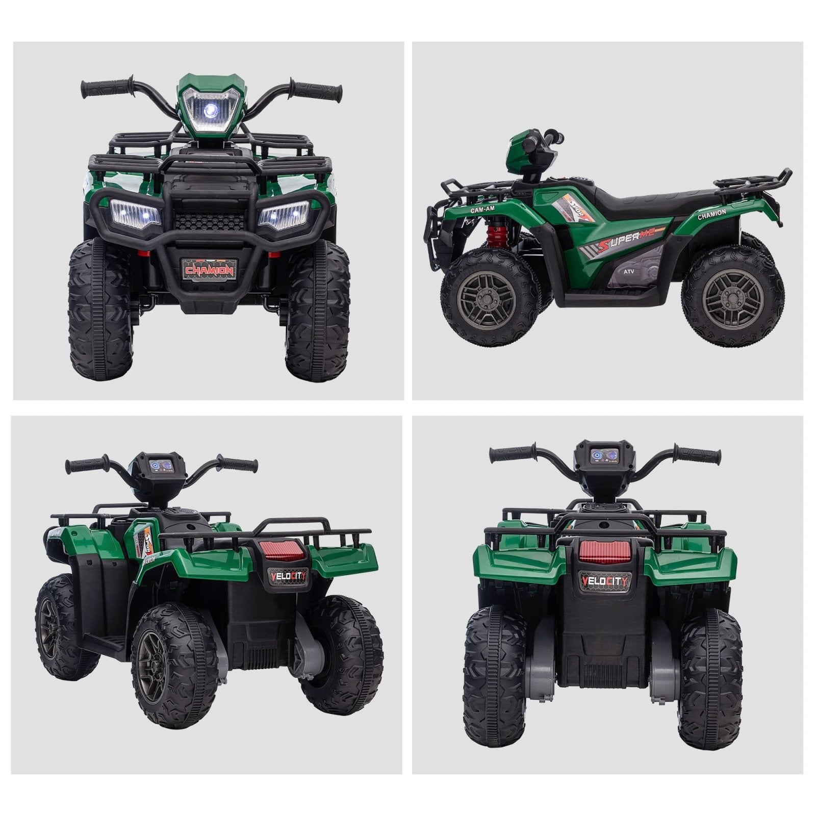 12V Kids Quad Bike with Forward Reverse Functions, Electric Ride On ATV with Music, LED Headlights, for Ages 3 - 5 Years - Green - Bedzy UK modern and affordable home furniture England