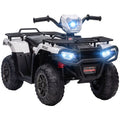 12V Kids Electric Quad Bike with Forward Reverse, Music & LED Headlights for Ages 3-5 - White