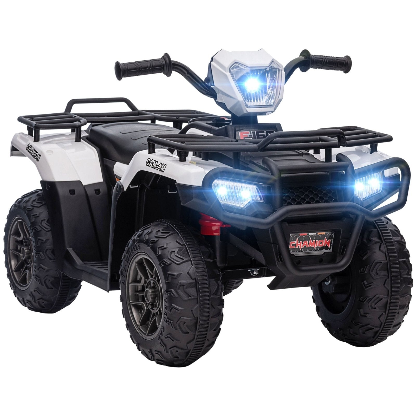 12V Kids Quad Bike with Forward Reverse Functions, Electric Ride On ATV with Music, LED Headlights, for Ages 3 - 5 Years - White - Bedzy UK modern and affordable home furniture England