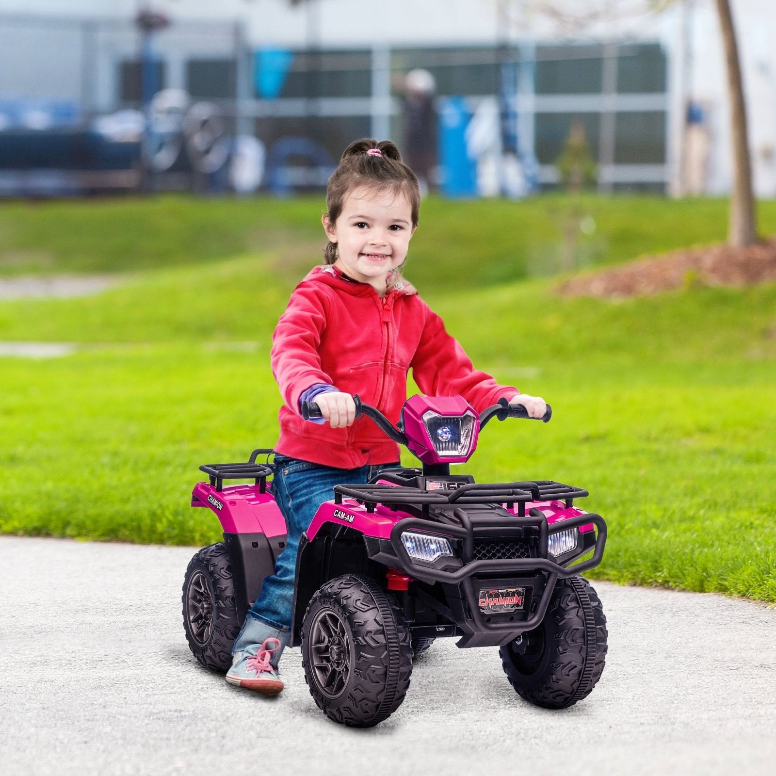 12V Kids Quad Bike with Forward Reverse Functions, Ride On ATV with Music, LED Headlights, for Ages 3 - 5 Years - Pink - Bedzy UK modern and affordable home furniture England