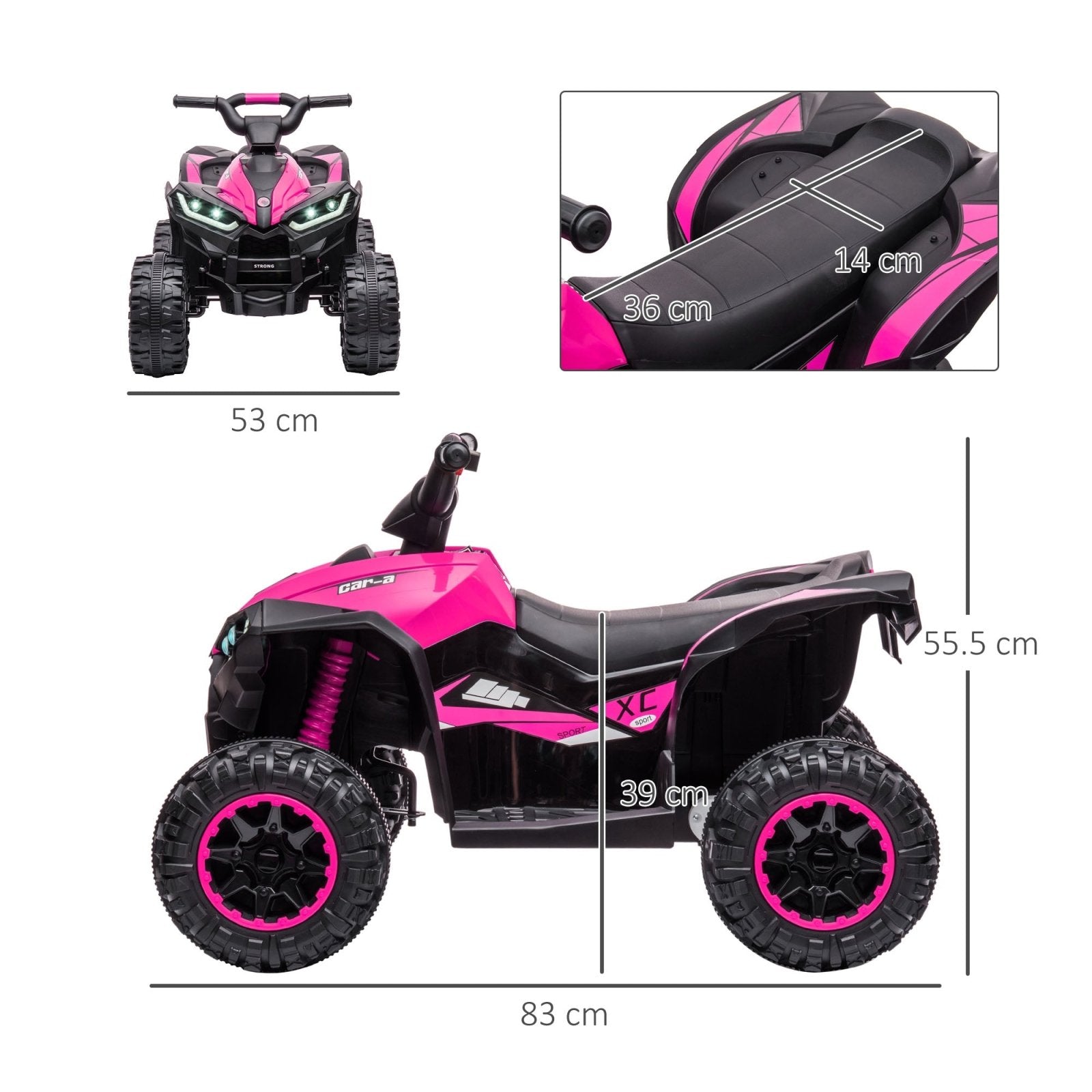 12V Quad Bike with Forward Reverse Functions, Ride on Car ATV Toy with High/Low Speed, Slow Start, Suspension System, Horn, Music, Pink - Bedzy UK modern and affordable home furniture England