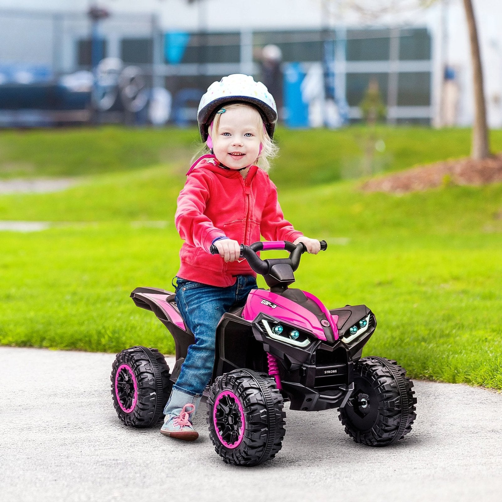 12V Quad Bike with Forward Reverse Functions, Ride on Car ATV Toy with High/Low Speed, Slow Start, Suspension System, Horn, Music, Pink - Bedzy UK modern and affordable home furniture England