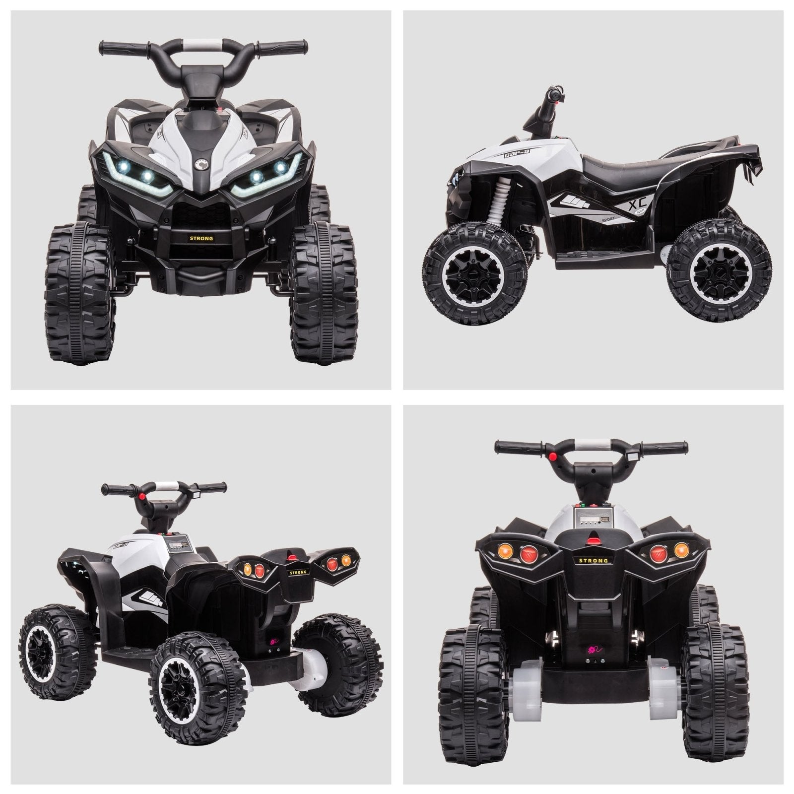 12V Quad Bike with Forward Reverse Functions, Ride on Car ATV Toy with High/Low Speed, Slow Start, Suspension System, Horn, Music, White - Bedzy UK modern and affordable home furniture England