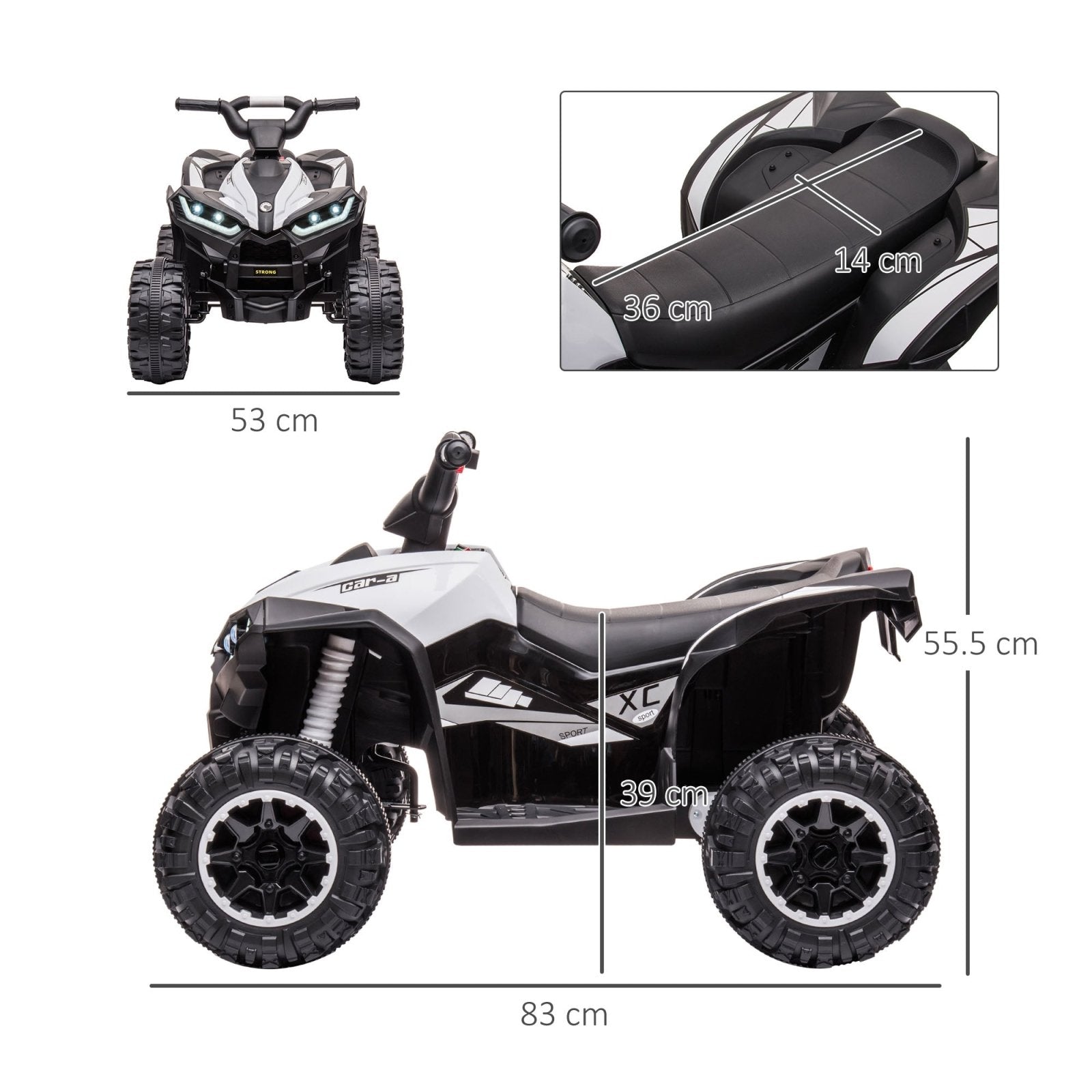 12V Quad Bike with Forward Reverse Functions, Ride on Car ATV Toy with High/Low Speed, Slow Start, Suspension System, Horn, Music, White - Bedzy UK modern and affordable home furniture England