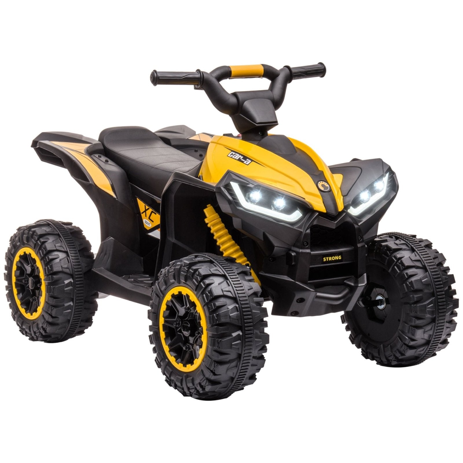 12V Quad Bike with Forward Reverse Functions, Ride on Car ATV Toy with High/Low Speed, Slow Start, Suspension System, Horn, Music, Yellow - Bedzy UK modern and affordable home furniture England