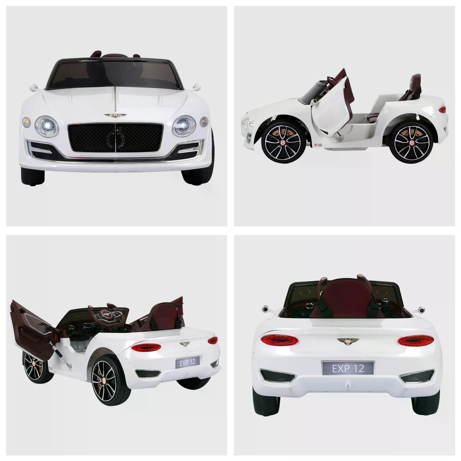 12V Ride on Car with LED Lights, Kids Electric Car Ride on Toys Bentley Licensed MP3 Player, White - Bedzy UK modern and affordable home furniture England