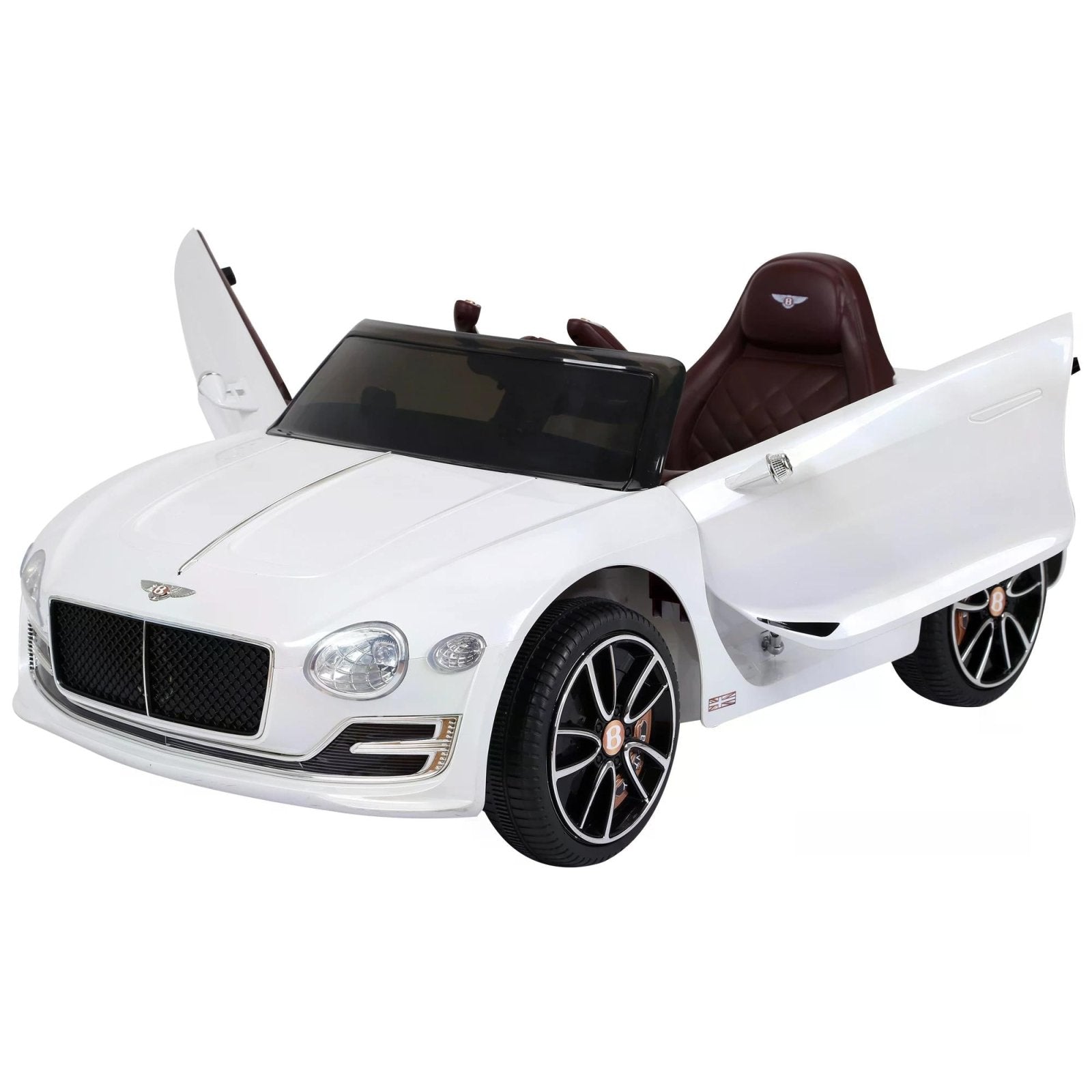 12V Ride on Car with LED Lights, Kids Electric Car Ride on Toys Bentley Licensed MP3 Player, White - Bedzy UK modern and affordable home furniture England