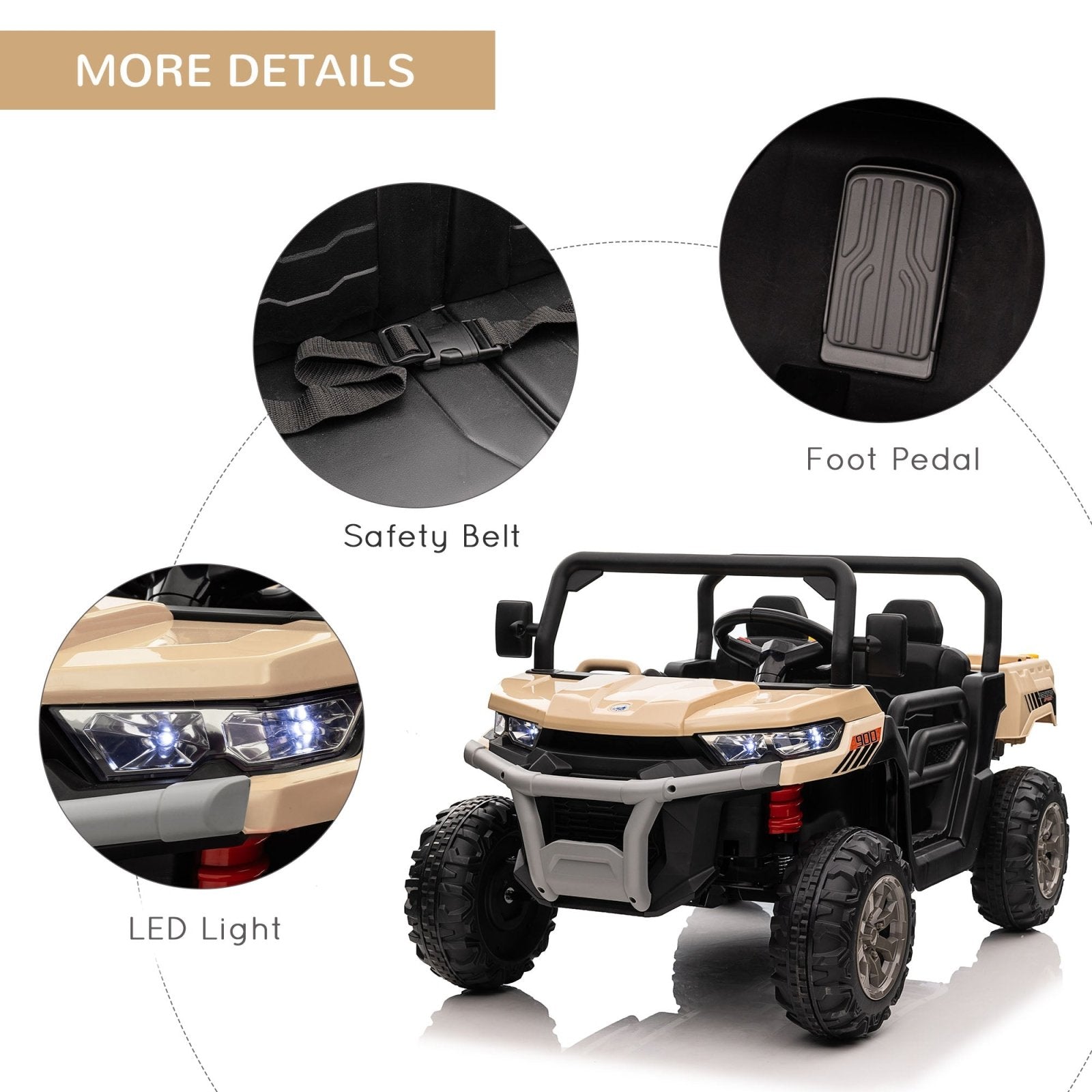 12V Two - Seater Kids Electric Ride - On Car, with Electric Bucket, Remote Control - Yellow - Bedzy UK modern and affordable home furniture England