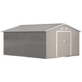 13 x 11ft Metal Garden Storage Shed with Ventilation - Light Grey