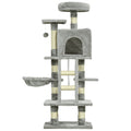 132cm Multi-Tier Cat Tree with Scratching Post, House & Hammock - Grey