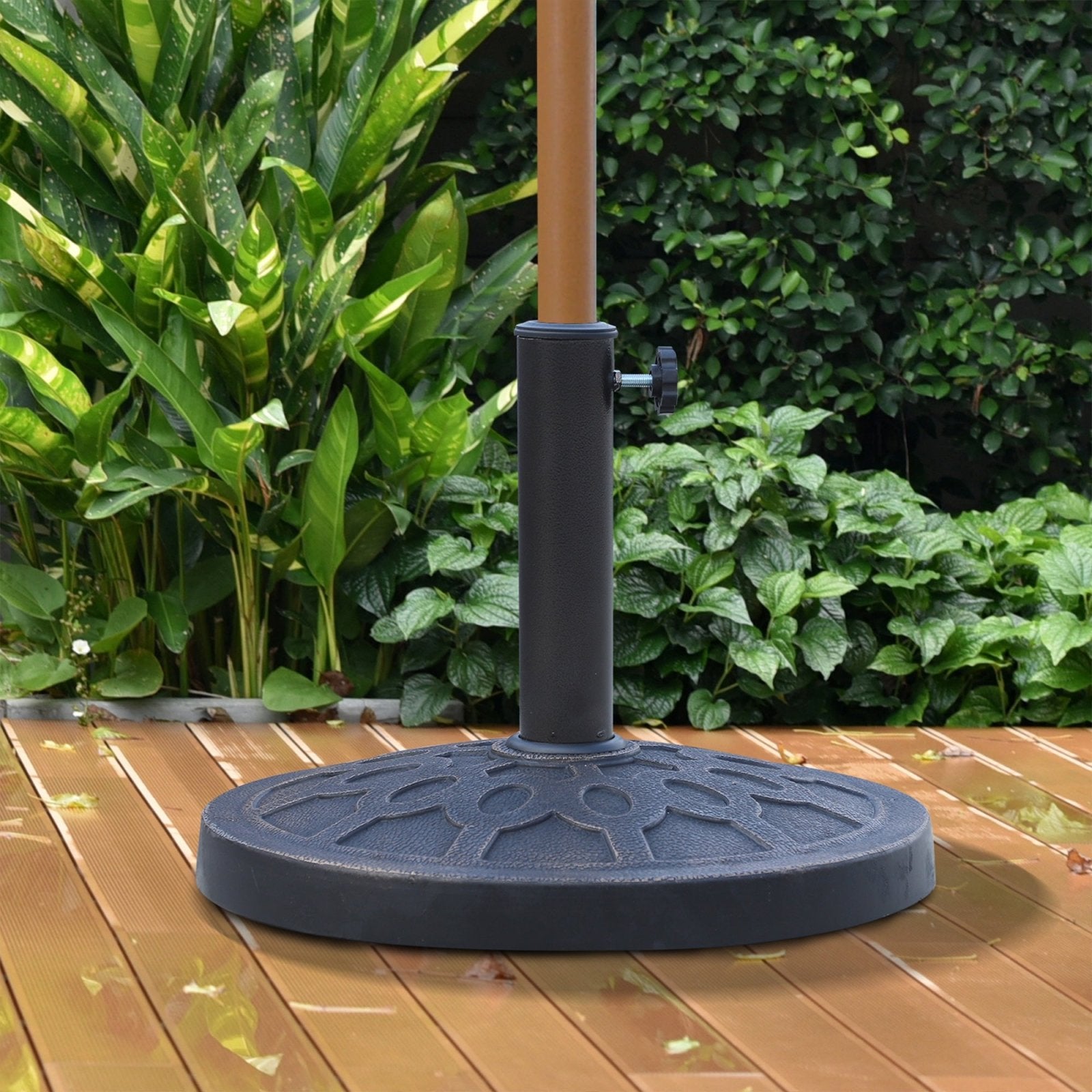 13kg Resin Umbrella Stand Holder, Garden Parasol Base for 38mm or 48mm Outdoor Umbrella Poles, Bronze Tone - Bedzy UK modern and affordable home furniture England