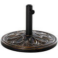 13kg Outdoor Parasol Base with Carved Flower Design and Adjustable Screw - Bronze Tone