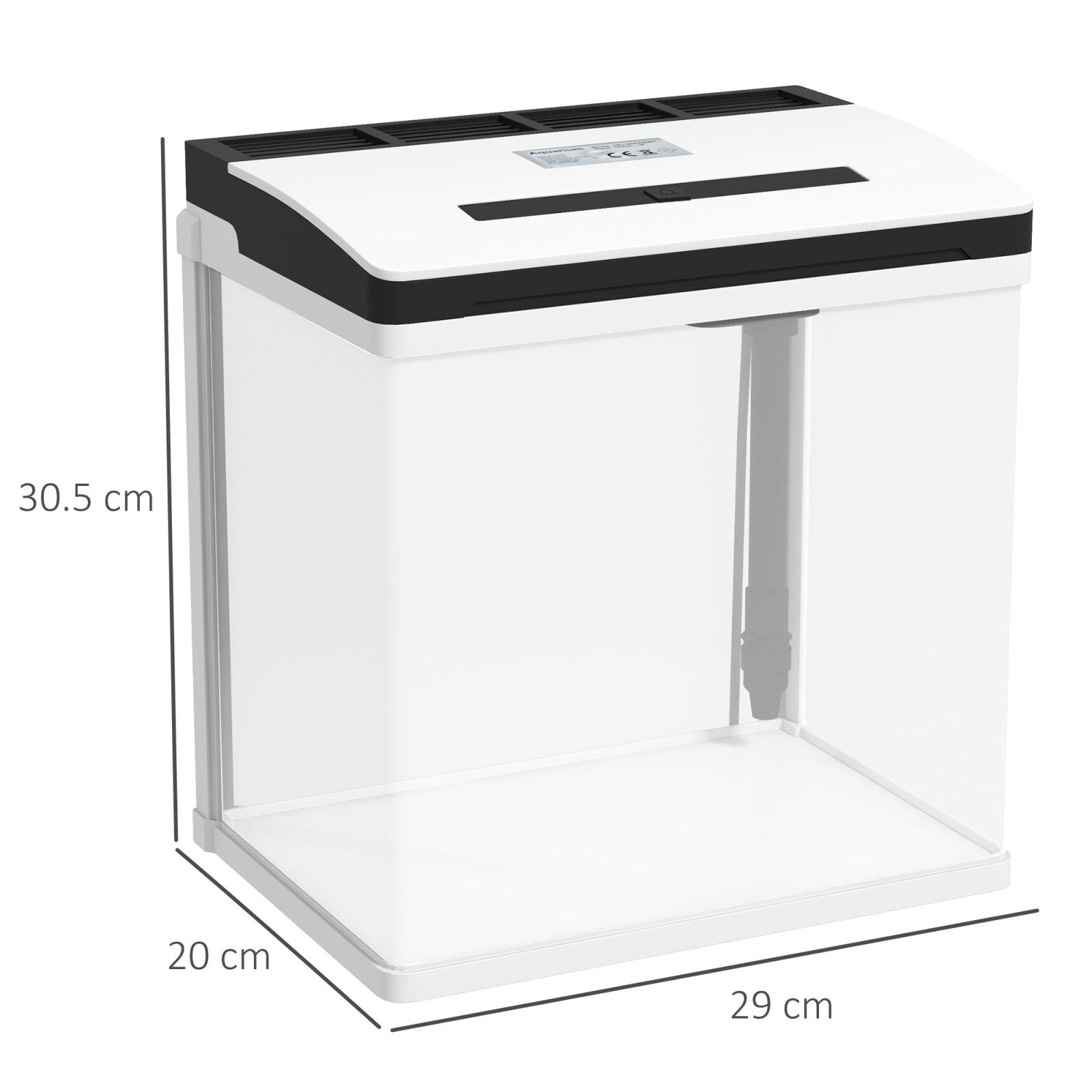 13L Glass Aquarium Fish Tank with Filter, LED Lighting, for Betta, Guppy, Mini Parrot Fish, Shrimp, 29 x 20 x 30.5cm - Bedzy UK modern and affordable home furniture England
