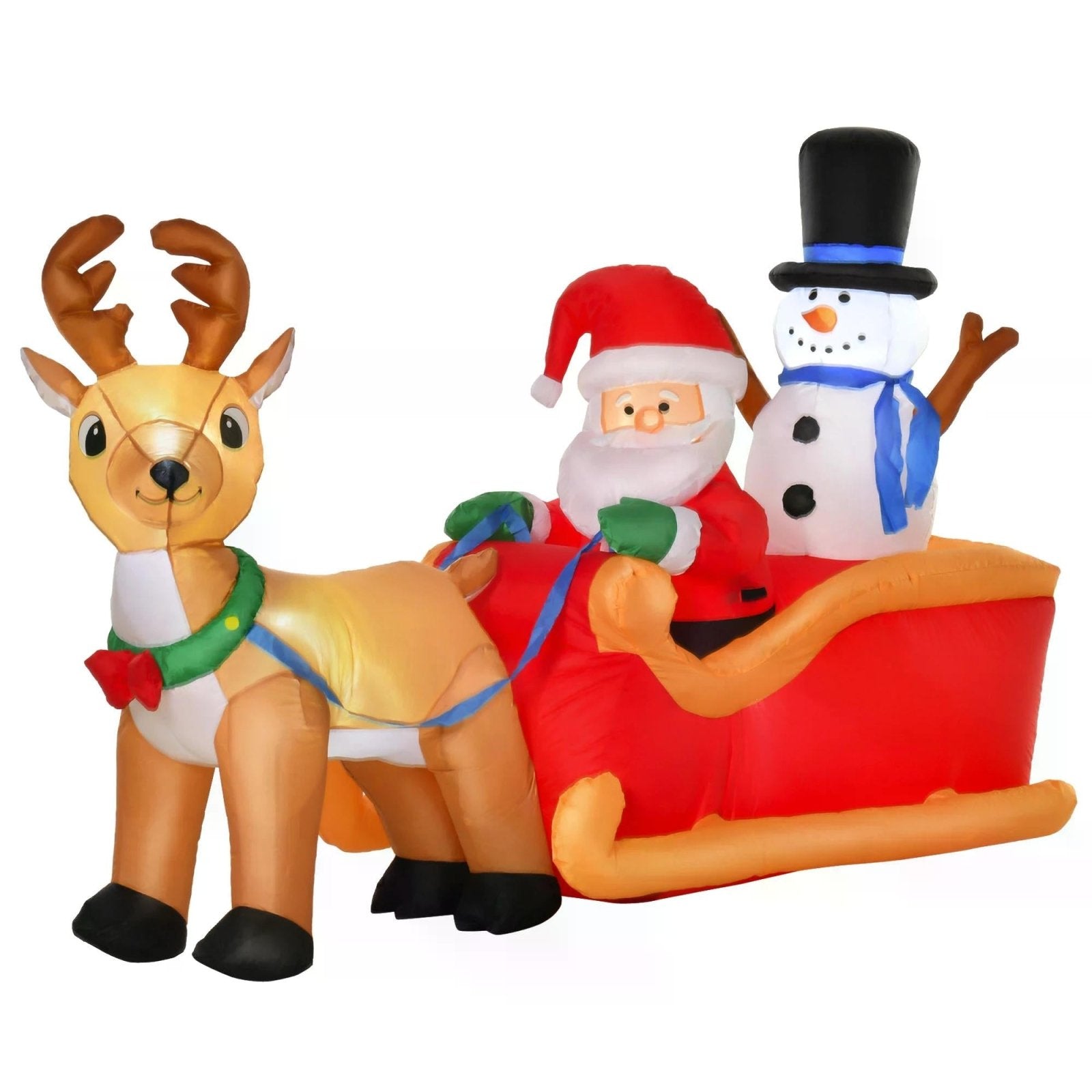 1.3m Christmas Inflatable Santa Claus on Sleigh Deer, LED Lighted for Home Indoor Outdoor Garden Lawn Decoration Party Prop - Bedzy UK modern and affordable home furniture England