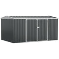 Large 14x9 Ft Lockable Steel Garden Storage Shed - Grey