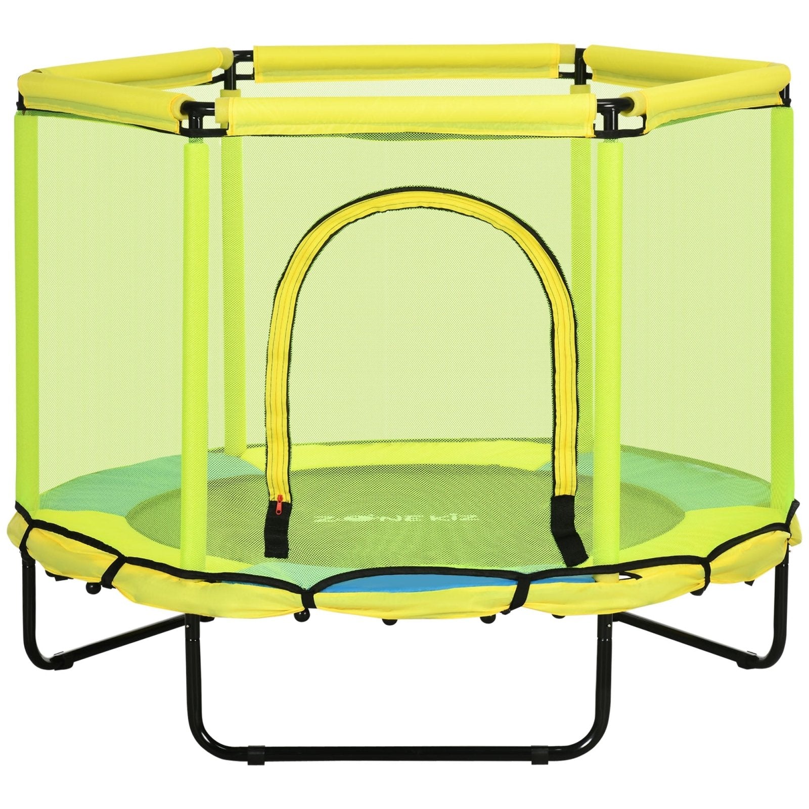 140 cm Kids Trampoline, Hexagon Indoor Bouncer Jumper with Security Enclosure Net, Bungee Gym for Children 1 - 6 Years Old, Yellow - Bedzy UK modern and affordable home furniture England