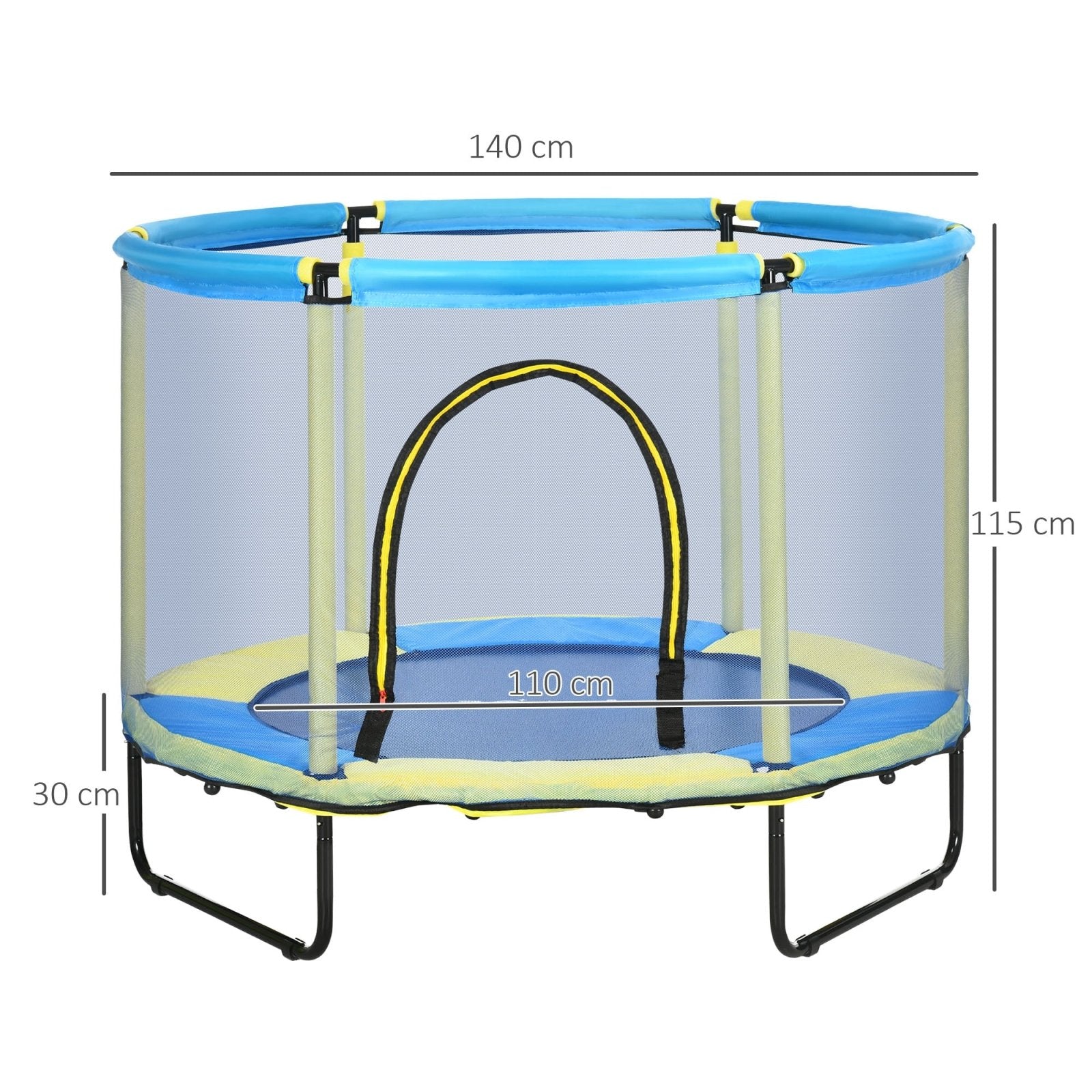 140 cm Kids Trampoline Indoor Bouncer Jumper with Security Enclosure Net, Bungee Gym for Children 1 - 6 Years Old, Blue - Bedzy UK modern and affordable home furniture England