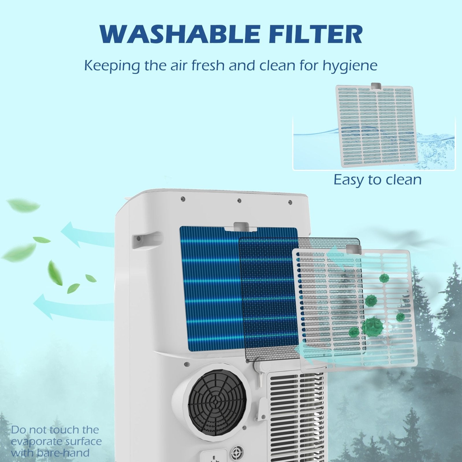 14,000 BTU Mobile Air Conditioner, 35m², Smart Home WiFi, with Dehumidifier, Fan, 24H Timer, Window Kit, White - Bedzy UK modern and affordable home furniture England