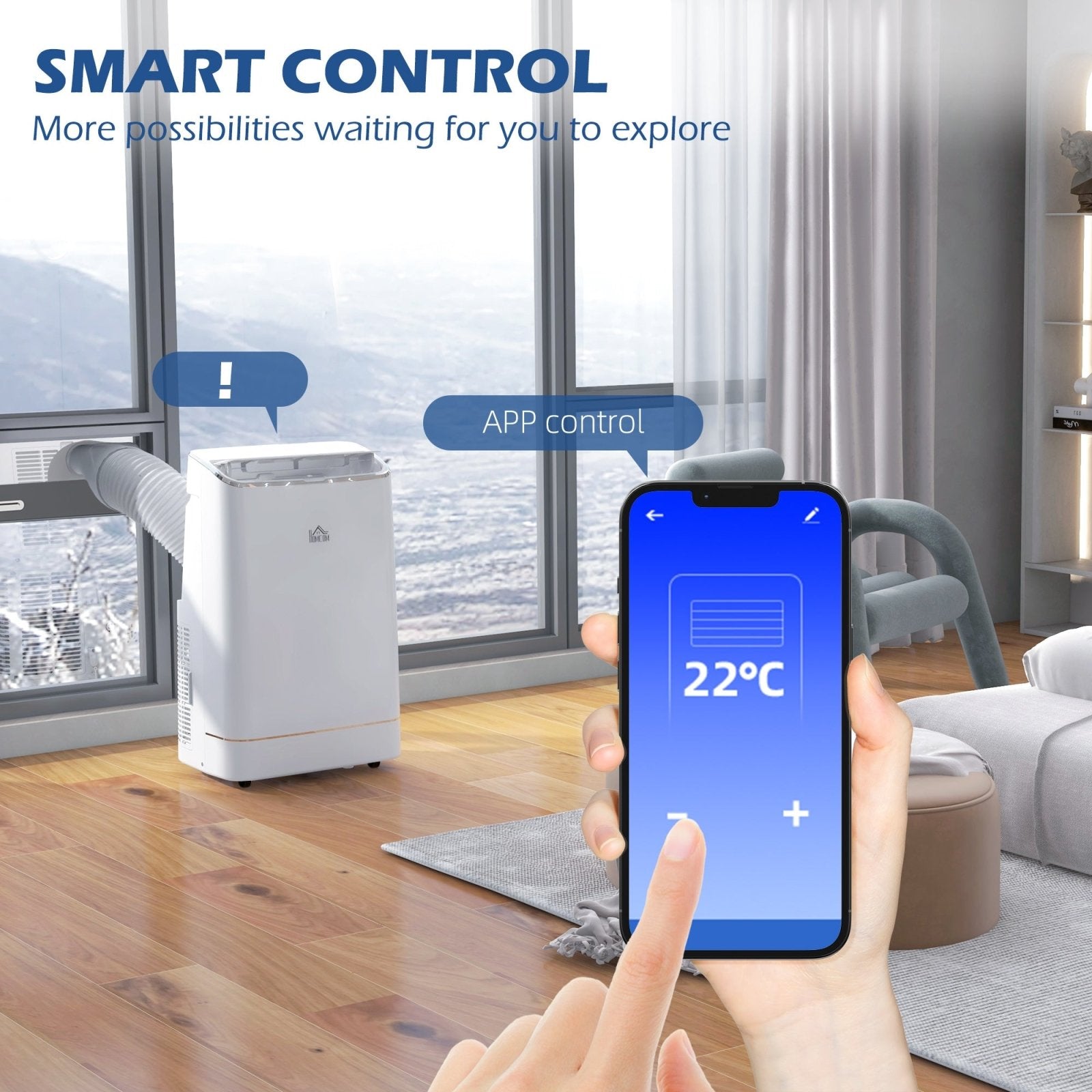 14,000 BTU Mobile Air Conditioner, Smart Home WiFi Compatible, with Heater, Cooler, Dehumidifier, Fan, 24H Timer - Bedzy UK modern and affordable home furniture England