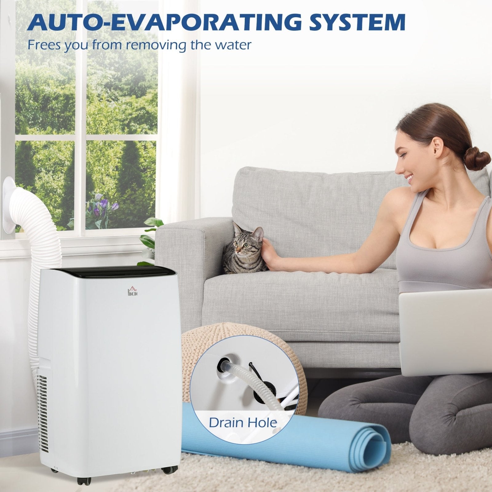 14,000 BTU Portable Air Conditioner Dehumidifier Cooling Fan for Room up to 40m², with Remote, LED Display, 24H Timer, Window Mount Kit, White - Bedzy UK modern and affordable home furniture England