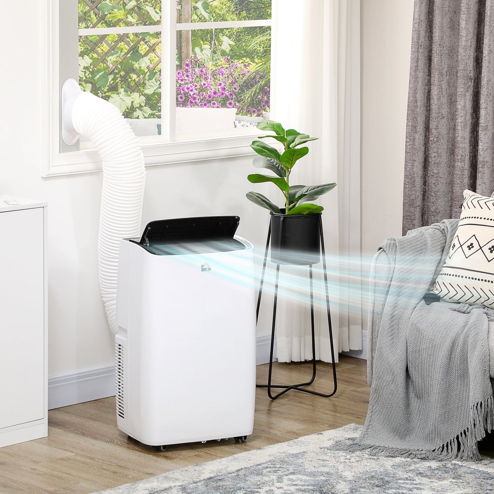 14,000 BTU Portable Air Conditioner Dehumidifier Cooling Fan for Room up to 40m², with Remote, LED Display, 24H Timer, Window Mount Kit, White - Bedzy UK modern and affordable home furniture England