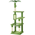 142cm Cat Tree Tower with Scratching Post, Hammock & Toy Ball - Green