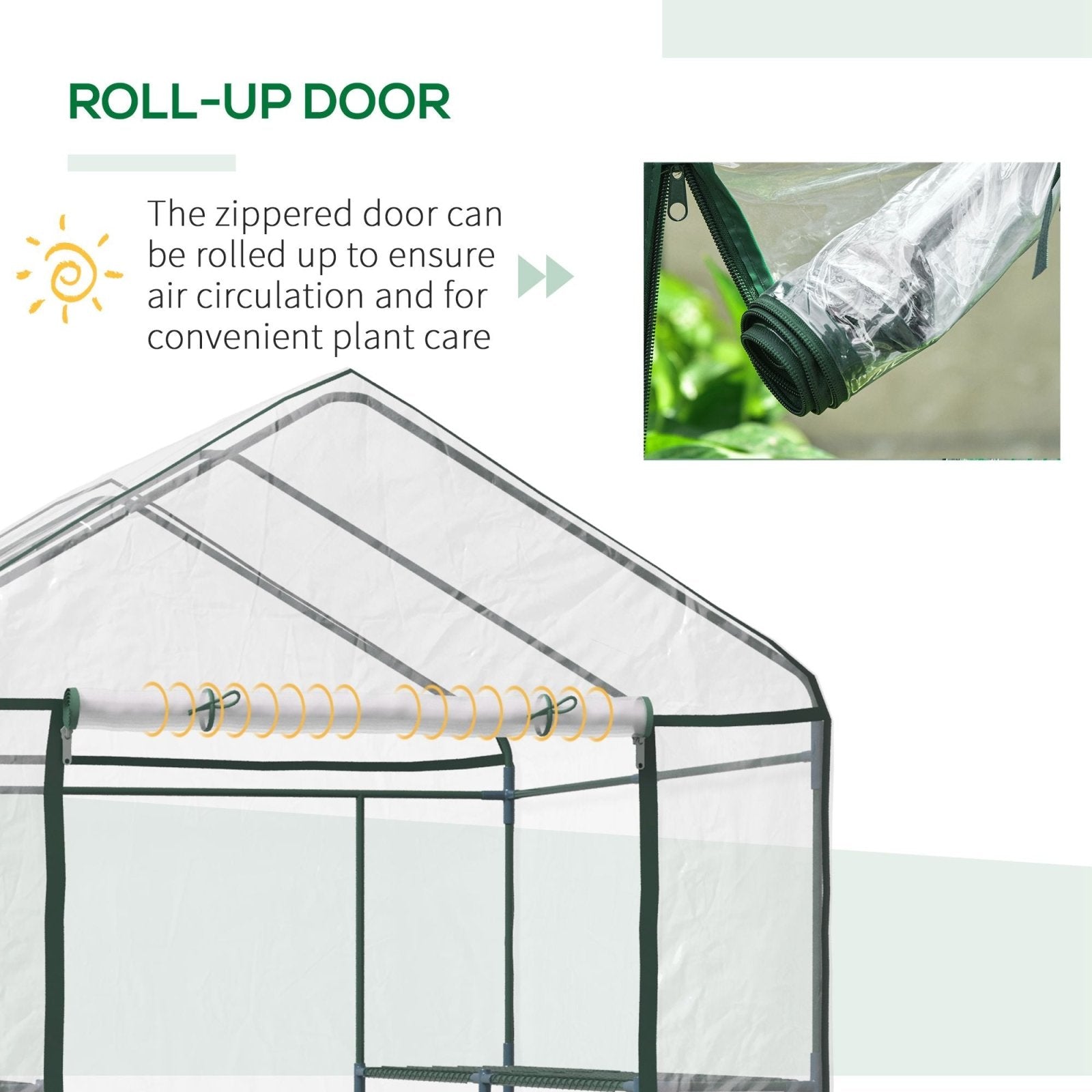 143 x 143 x 195 cm Walk - In Greenhouse 3 Tiers Portable Grow House w/ 8 Shelves, Metal Frame, PVC Film, Transparent - Bedzy UK modern and affordable home furniture England