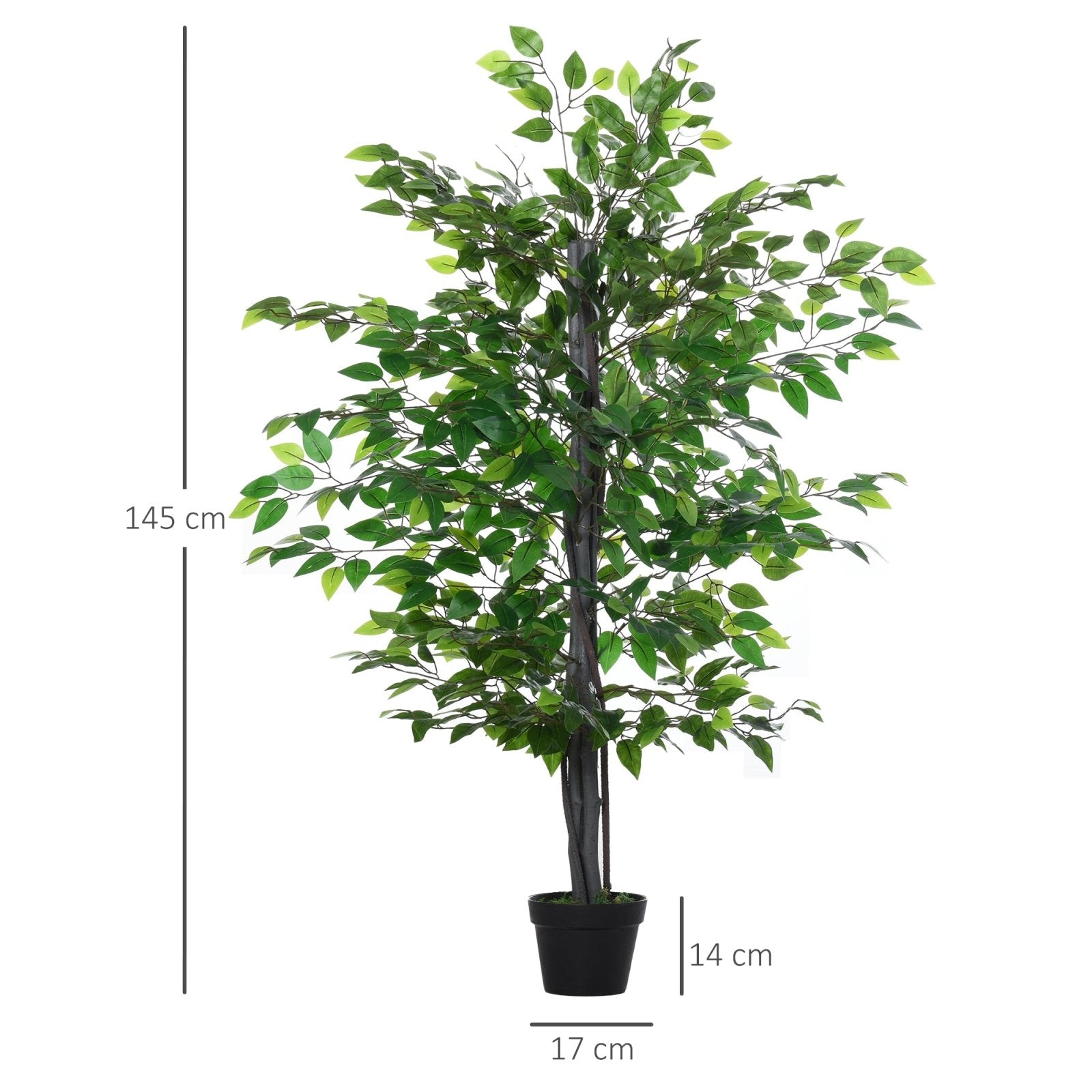 145cm Artificial Tree Banyan Plant Faux Decorative Tree W/ Cement Pot Vibrant Greenery Shrubbery Indoor Outdoor Accessory - Bedzy UK modern and affordable home furniture England