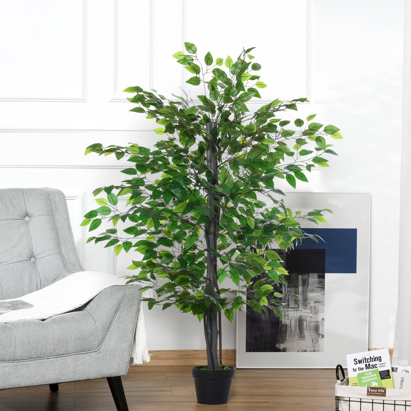 145cm Artificial Tree Banyan Plant Faux Decorative Tree W/ Cement Pot Vibrant Greenery Shrubbery Indoor Outdoor Accessory - Bedzy UK modern and affordable home furniture England