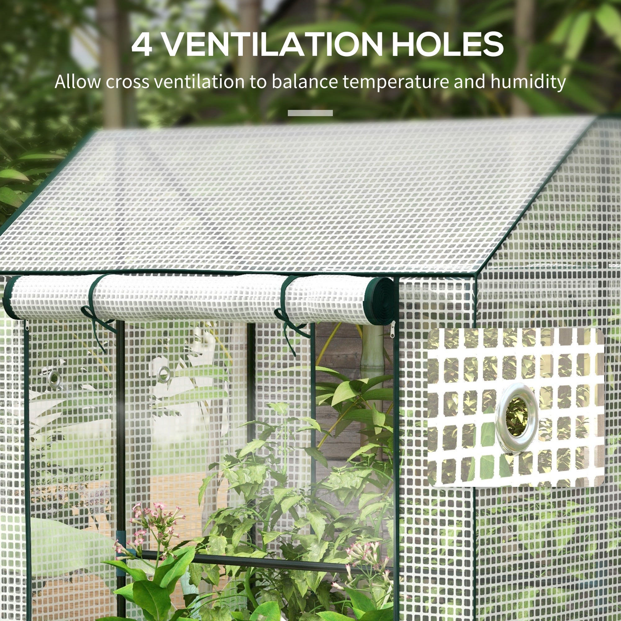 Green House, Mini Greenhouse with 2 Roll-up Doors, Vent Holes and Reinforced Cover, 100 x 80 x 150cm