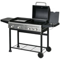 15 kW Gas BBQ Grill and Plancha with Side Burner - Black