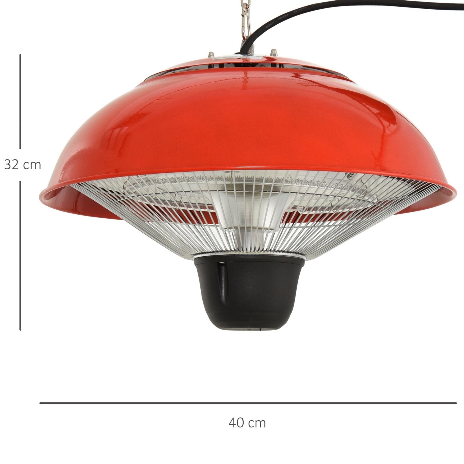 1500W Garden Electric Halogen Patio Heater Hanging Lamp Aluminum Outdoor Ceiling Mounted Heat Warmer - Red - Bedzy UK modern and affordable home furniture England