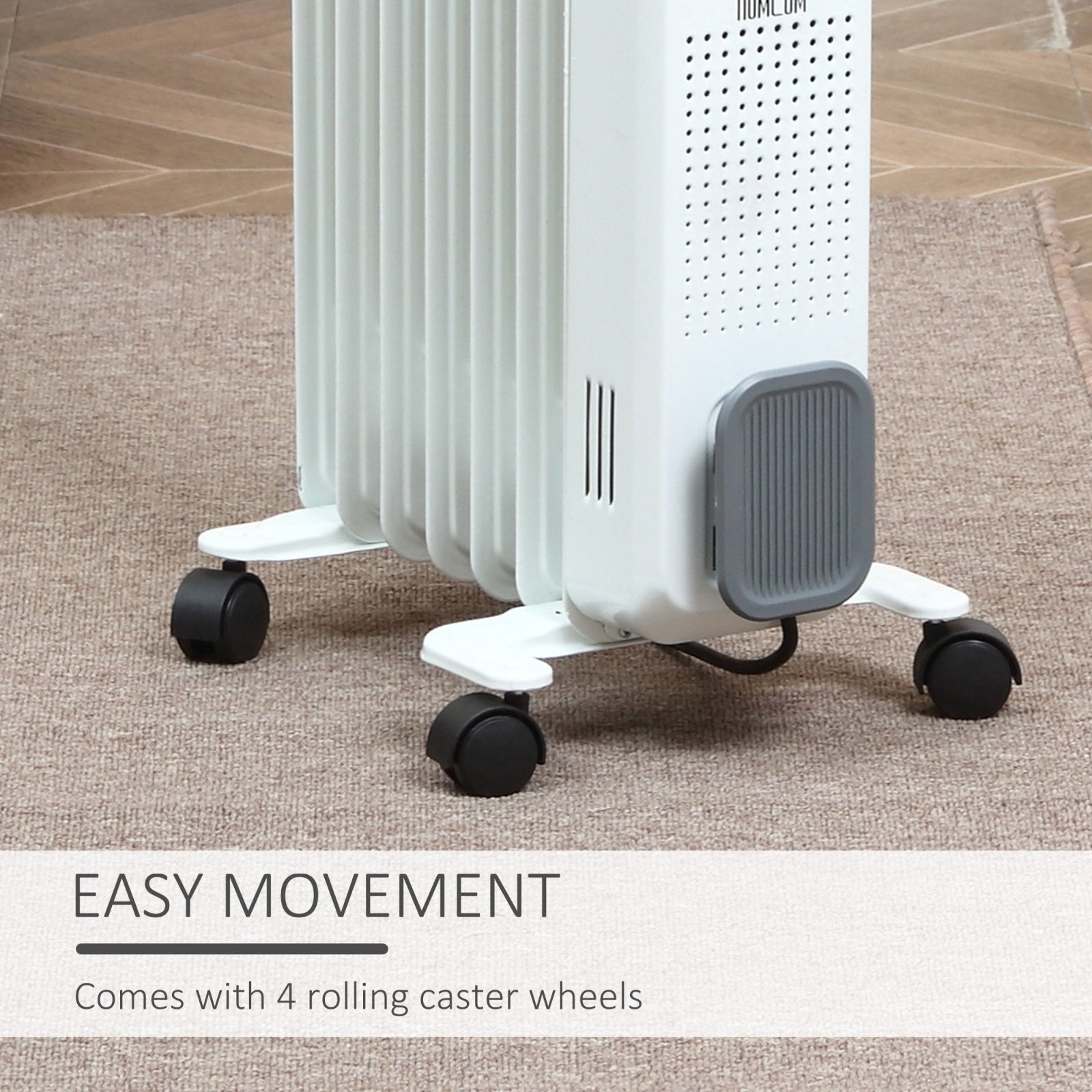 1500W Oil Filled Radiator, Portable Electric Heater w/ Three Modes Adjustable Thermostat Safety switch, White - Bedzy UK modern and affordable home furniture England