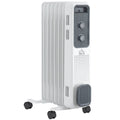 1500W Oil Filled Radiator Portable Electric Heater with Adjustable Thermostat and Safety Switch - White