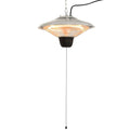 1500W Aluminium Halogen Outdoor Ceiling Mounted Patio Heater with Pull Switch - Silver