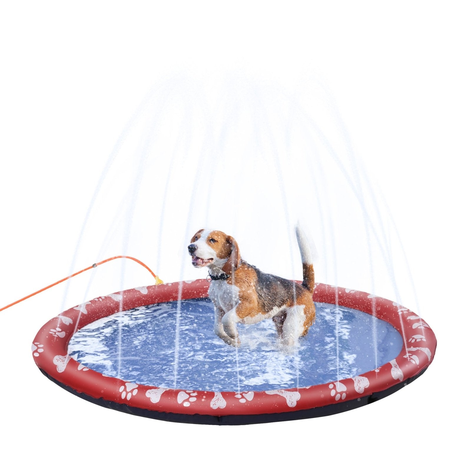 150cm Splash Pad Sprinkler for Pets Dog Bath Pool Water Game Mat Toy Non - slip Outdoor Backyard Red - Bedzy UK modern and affordable home furniture England