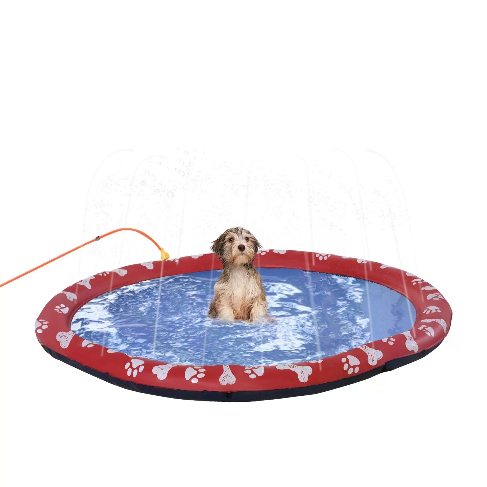 150cm Splash Pad Sprinkler for Pets Dog Bath Pool Water Game Mat Toy Non - slip Outdoor Backyard Red - Bedzy UK modern and affordable home furniture England